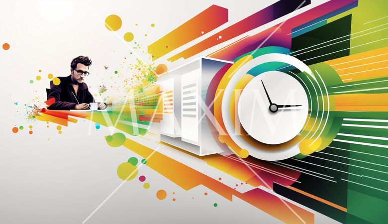 業務効率化を考えているビジネスマン：時は金なり：逆らえぬ運命の時計：立ちはだかる時間