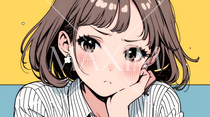 「つまんないの」と不貞腐れている制服を着た女子高生