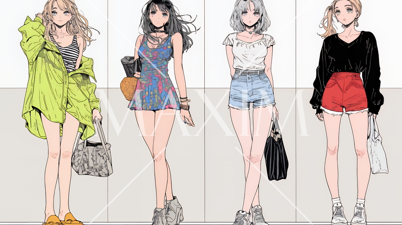 決めポーズをしている若い女性たち