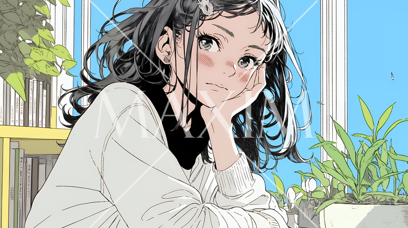 ため息をつく若い女性