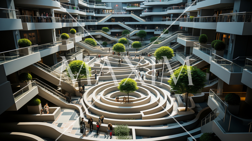 迷路のような近代建築（想像）