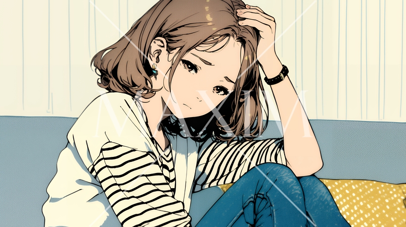 腹痛（生理痛）に苦しむ若い女性