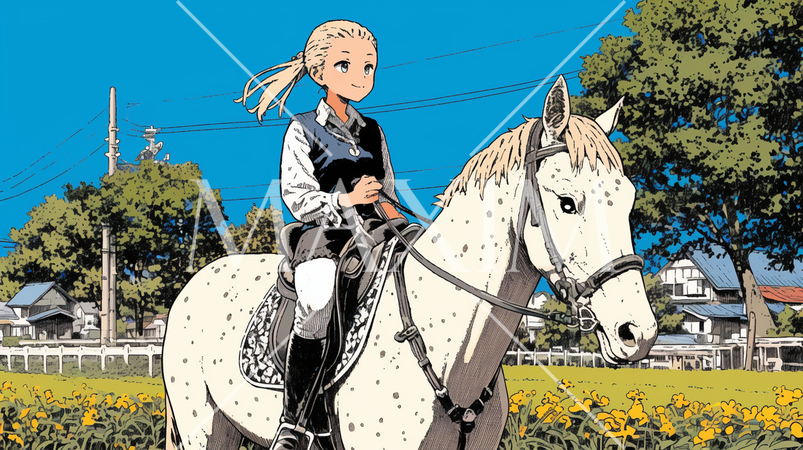 乗馬をしている若い女性