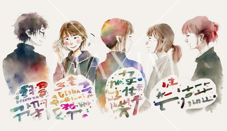 若者達の井戸端会議：談笑している様子