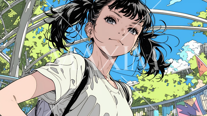 生意気な（挑戦的・自信満々・勝ち誇った）顔をしている女の子