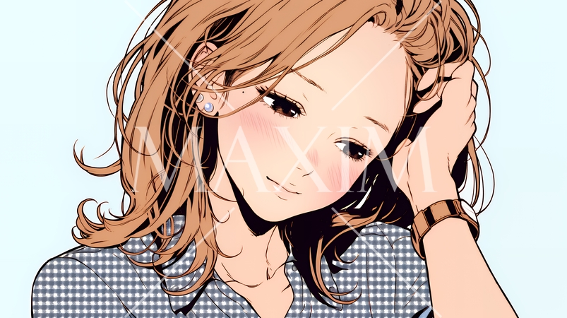 気恥ずかしそうに頭をかき、ごまかすような仕草を見せる若い女性