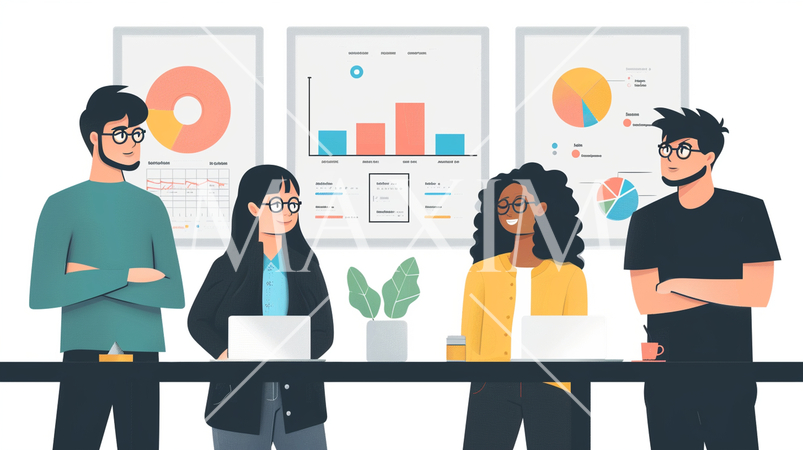 ビジネス戦略会議：競合分析、市場戦略の議論。