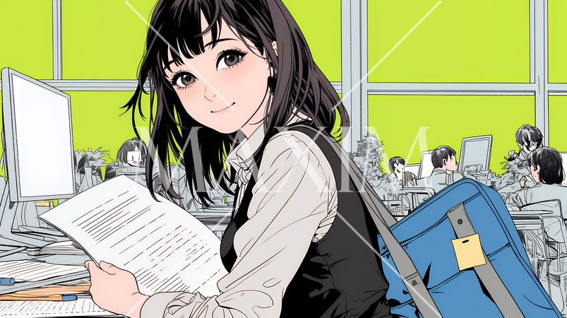 書類を確認するビジネスウーマン