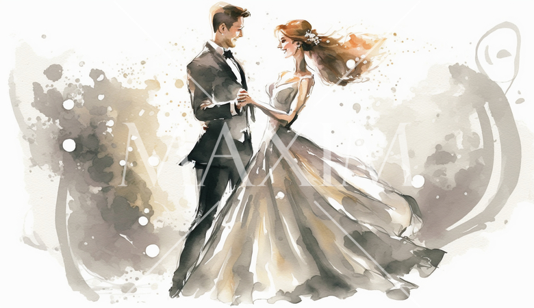 ウェディングダンスを踊っている新郎新婦