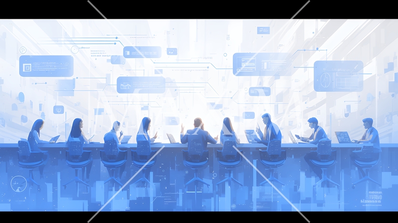 チームでマーケットデータ解析を行っているビジネスパーソン