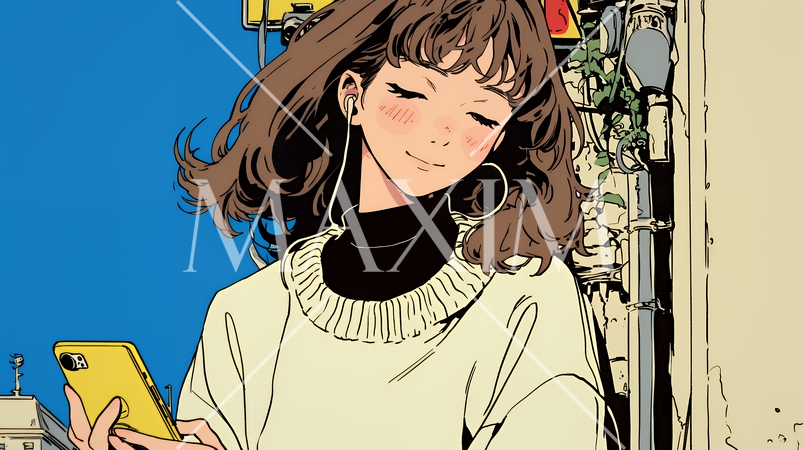 嬉しそうな表情でスマホを使っている女性