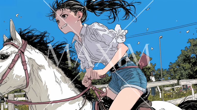 乗馬をしている若い女性