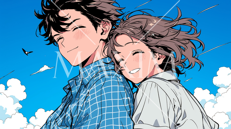 そよ風の中、デートをしている初々しい若い男女の恋人たち