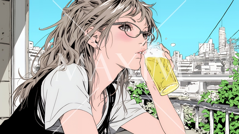 ビールを飲んでいる女性