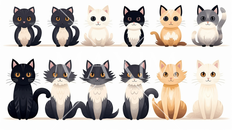 色々な猫のイラストのプリファレンスシート