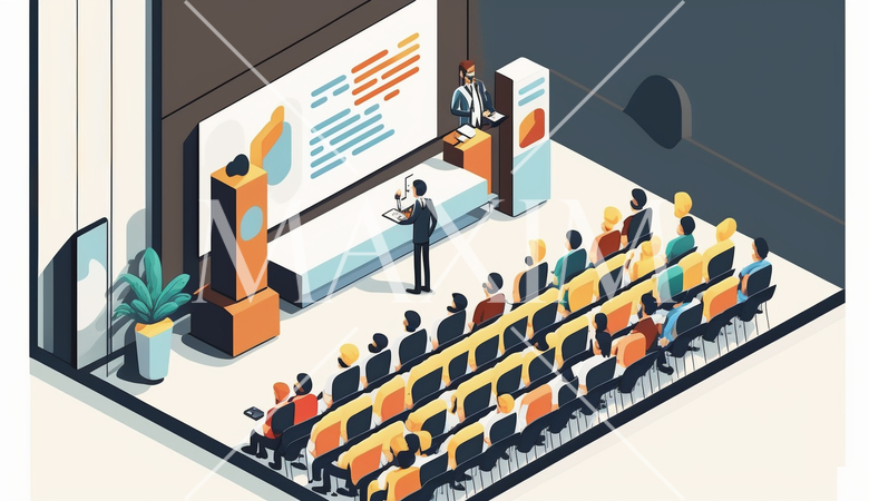 カンファレンスとイベント：業界カンファレンス、セミナー、トレードショー、展示会。