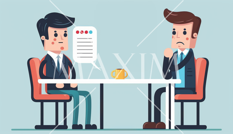 仕事のインタビュー：採用面接や1:1のミーティング。