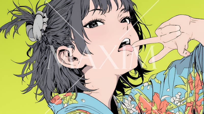 あっかんべー：舌を出して思いっきり相手を馬鹿にしている様子