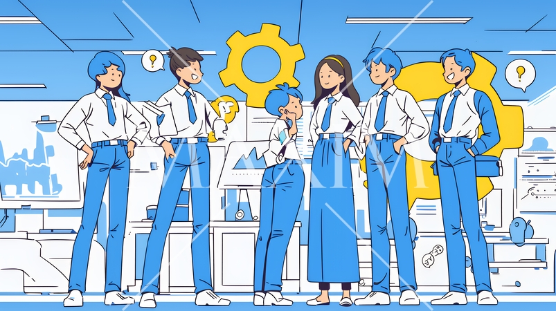 人材育成と社員研修のビジネスコンセプト｜学び成長するビジネスパーソンのイラスト素材