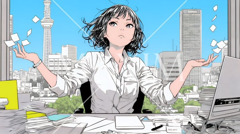 仕事で失敗をしてお手上げ状態の女性