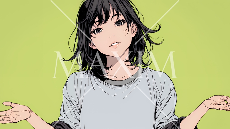 両手を広げて歓迎・驚きの仕草をしている若い女性