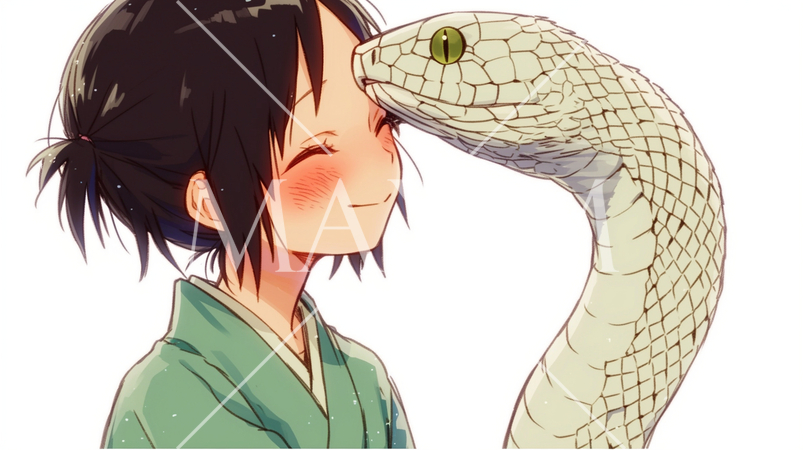 白蛇と友達の少女