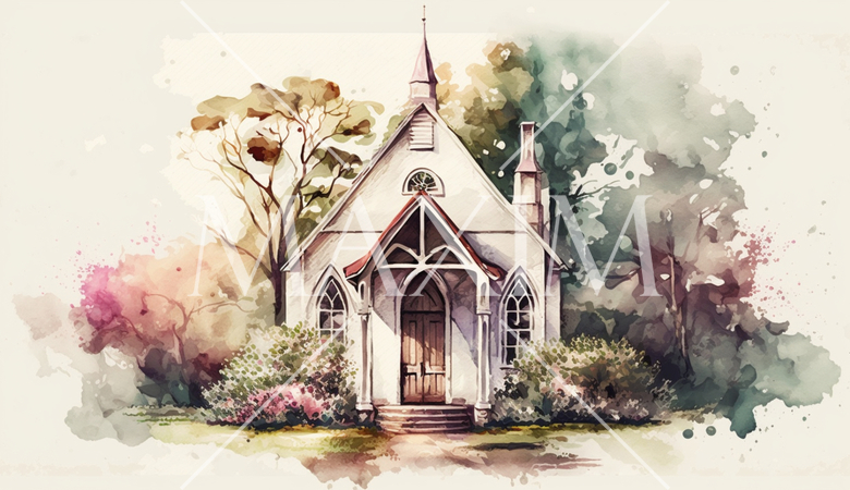 ウェディングベルチャペルの水彩画