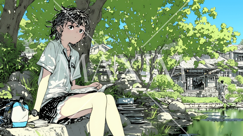 デジタルデトックス：電子機器から解放され、自然の中で読書を楽しむ女性