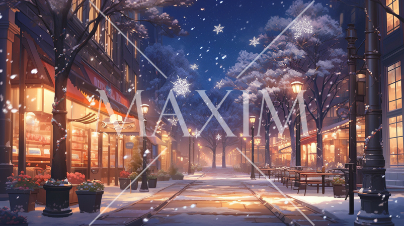 誰もいない都会のホワイトクリスマス