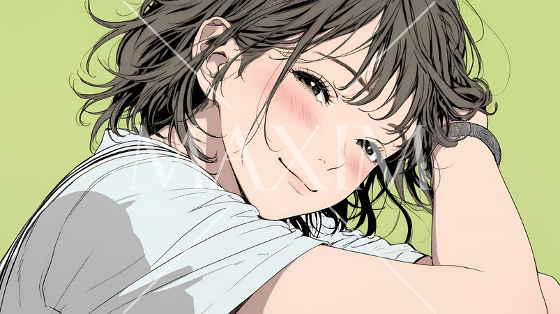 「うふふ」と微笑んでいる若い女性