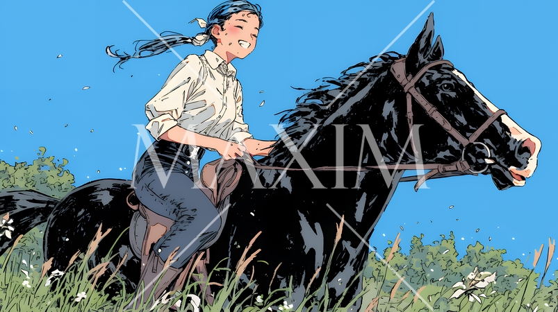 乗馬をしている若い女性