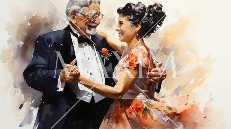 仲良く社交ダンスに興じる老夫婦