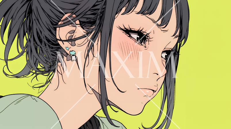 嫉妬の表情を浮かべる若い女性