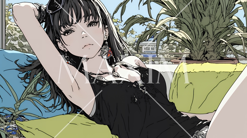 キャミソール姿の若い女性  /  Young Woman in a Camisole Top