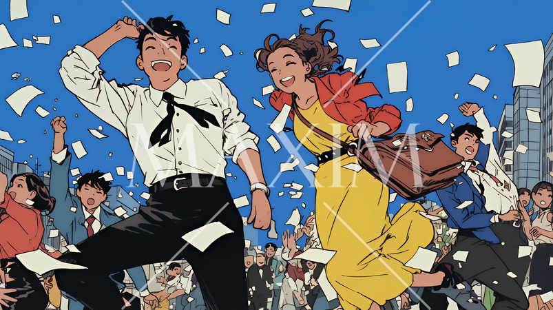 仕事が大成功で大喜びのビジネスパーソン