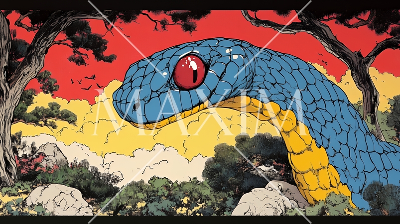 年賀状用のポップなヘビのイラスト