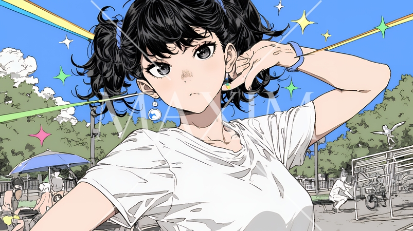 生意気な（挑戦的・自信満々・勝ち誇った）顔をしている女の子