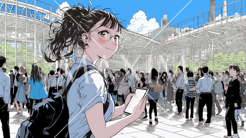 ビジネスフェアに参加しているビジネスウーマン