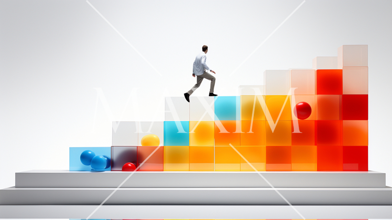 人が仮想空間をハイジャンプしているイメージ