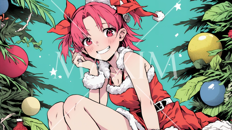 クリスマスファッションの若い女性