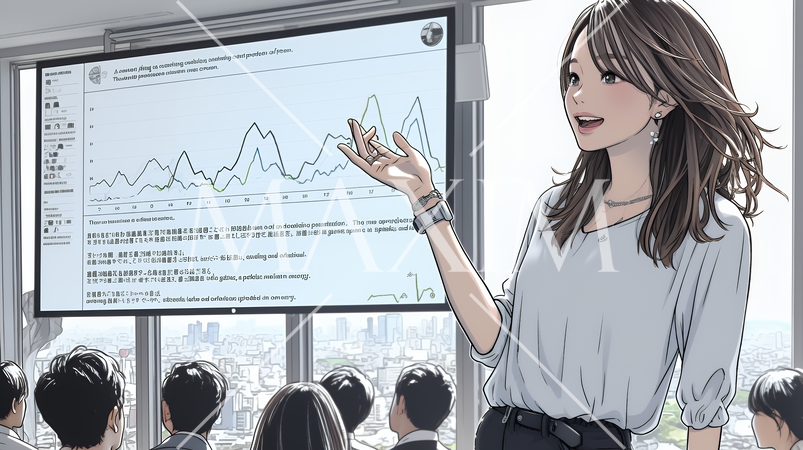 セミナーの講師をしている女性