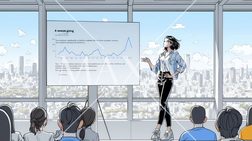 セミナーの講師をしている女性