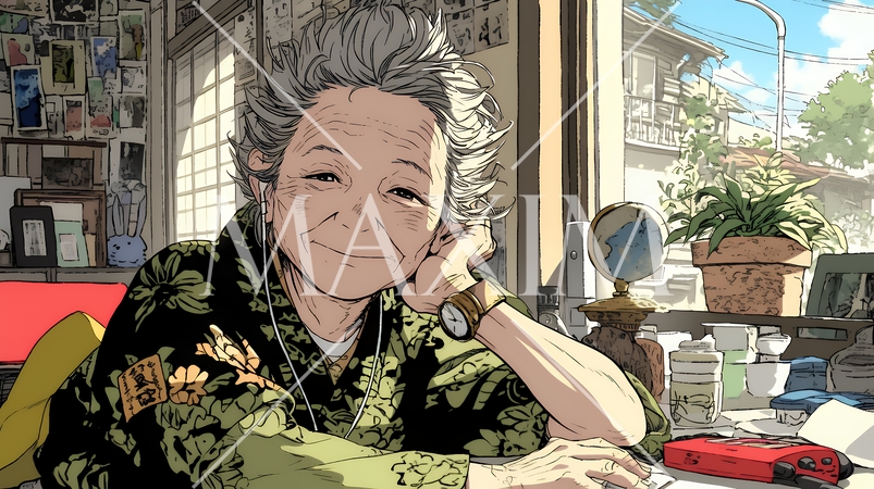 ゆったりとした時間を過ごす高齢の女性