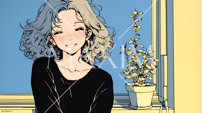 「うふふ」と微笑んでいる若い女性