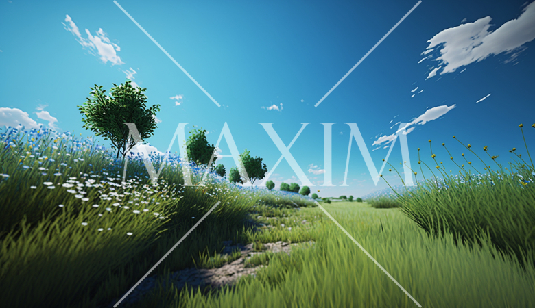 草原と青空をCGで高コントラストに表現