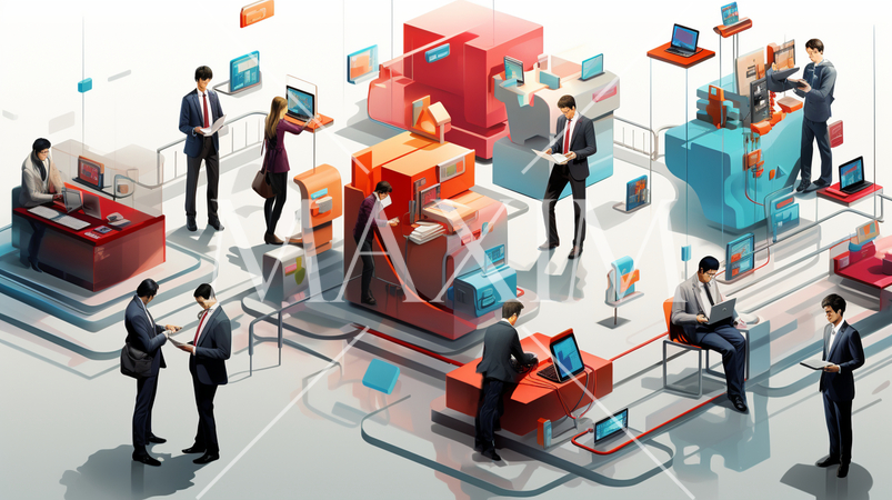 コンピューターと人間の交流：人がデバイスを操作する、情報交換の様子