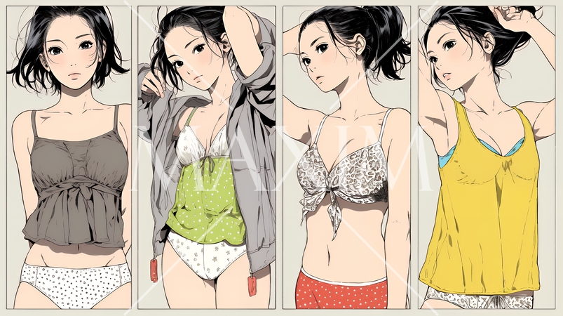 着替え中の若い女性