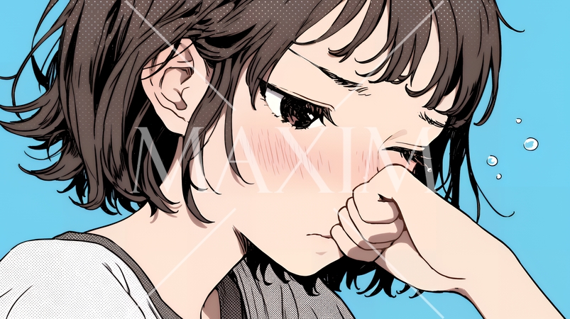 くしゃみをした若い女性