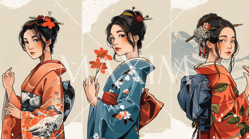 振り袖を着て成人式会場や結婚式会場に向かう女性たち