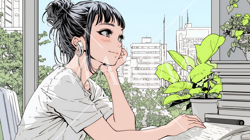 同僚に軽く挨拶をしている若いビジネスウーマン